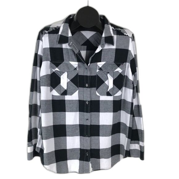 Tommy Hilfiger Cotton Plaid Shirt Women's Plus Size XXL Button Up Ruffle Western - Picture 1 of 12